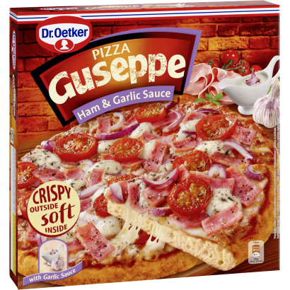 Dr. Oetker Guseppe gyorsfagyasztott sonkás pizza fokhagymás szósszal 440 g