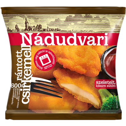 Nádudvari gyorsfagyasztott szeletelt, készre sütött rántott csirkemell 600 g