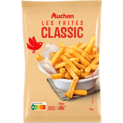 Auchan Kedvenc klasszikus hasábburgonya elősütött, gyorsfagyasztott 1 kg