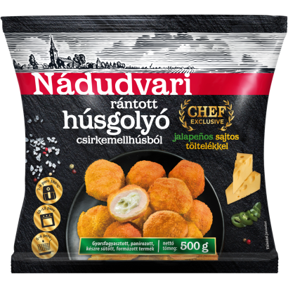 Nádudvari rántott húsgolyó csirkemellhúsból jalapenos sajtos töltelékkel 500 g