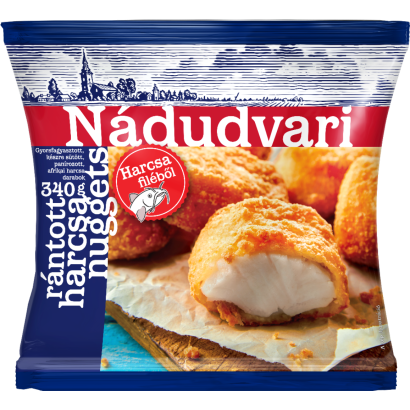 Nádudvari gyorsfagyasztott rántott harcsa nuggets harcsa filéből 340 g