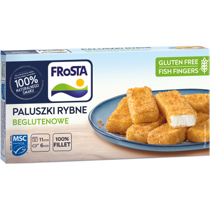 FRoSTA gyorsfagyasztott gluténmentes elősütött halrudak halfiléből ropogós panírban 10 db 300 g