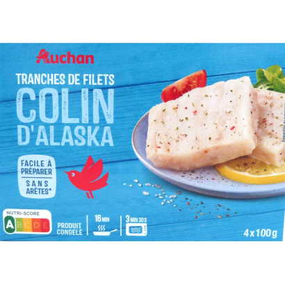 Auchan Kedvenc alaszkai tőkehal filé, gyorsfagyasztott (4 db) 400 g