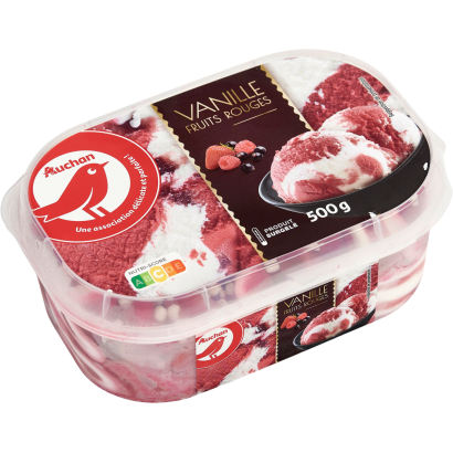 Auchan Kedvenc vanília ízű jégkrém  piros gyümölcsös 500 g