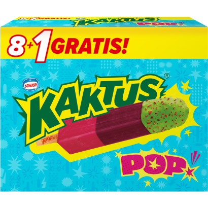 Kaktus Pop málnaízű és áfonyaízű vizes jégkrém, rágógumiízű zöld bevonattal 405 ml