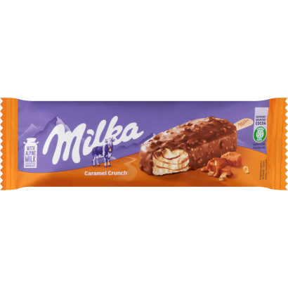 Milka Caramel Crunch vanília ízű jégkrém karamell szósszal tejcsokoládé bevonattal 62 g