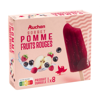 Auchan Kedvenc almás és piros gyümölcsös pálcikás jégkrém 8 db 560 g