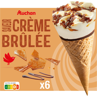 Auchan Kedvenc créme brulée tölcséres fagylalt karamellszósszal 6 db 418,8 g