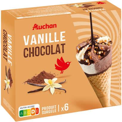 Auchan Kedvenc tölcséres fagylalt csoki-vanília 6 db 415 g