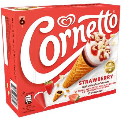 CORNETTO Multipack Tölcséres Jégkrém Eper 6 x 90 ml
