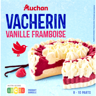 Auchan Kedvenc vaníliás fagylalt torta málna szorbéval 537 g