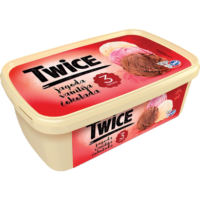 Ledo Twice vaníliaízű, csokoládéízű és epres jégkrém 1700 ml