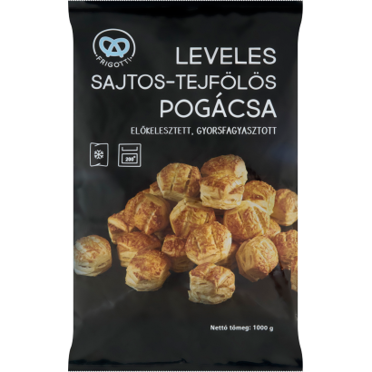 Frigotti előkelesztett, gyorsfagyasztott leveles sajtos-tejfölös pogácsa 1000 g