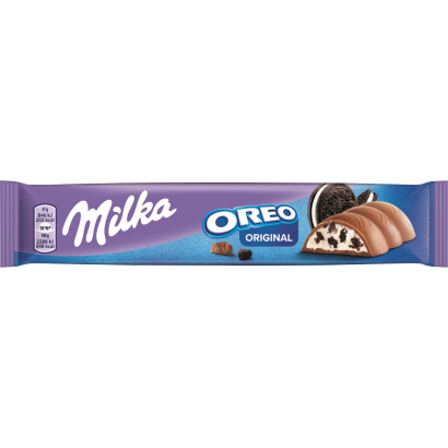 Milka & Oreo alpesi tejcsokoládé kakaós kekszdarabokkal és vaníliaízű tejes krémtöltelékkel 37 g