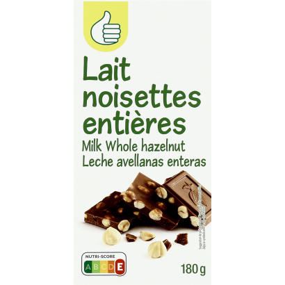 Auchan Tipp tejcsokoládé egész mogyoróval 180 g