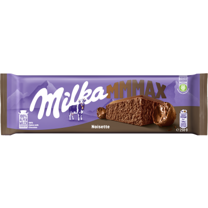 Milka Mmmax Noisette alpesi tej felhasználásával készült tejcsokoládé mogyorómasszával 250 g