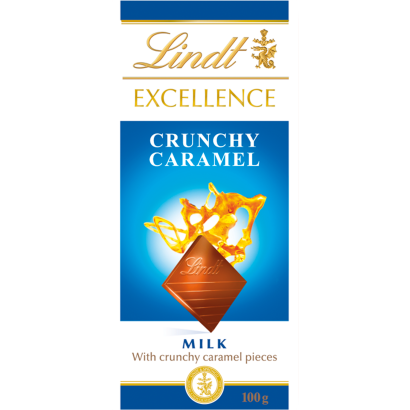 Lindt Excellence tejcsokoládé karamelldarabokkal és tengeri sóval 100 g