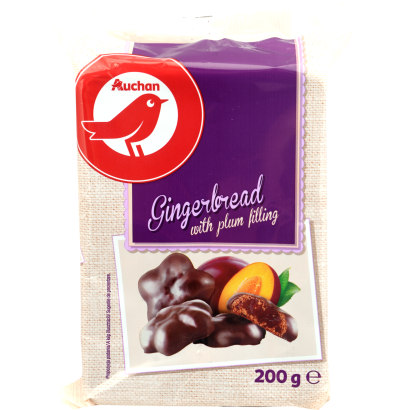 Auchan Kedvenc étcsokoládéval bevont puszedli szilvás töltelékkel 200 g
