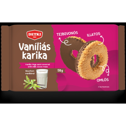 Detki vaniliás karika tejcsokiba mártva 150 g