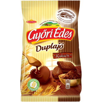 Győri Édes Duplajó kakaós bevonómasszával talpán mártott, kakaós, omlós keksz 150 g