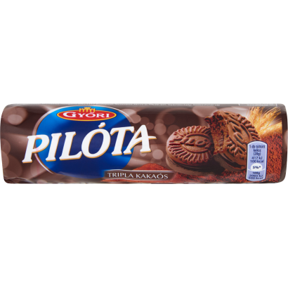 Győri Pilóta tripla kakaós krémmel töltött kakaós keksz 180 g