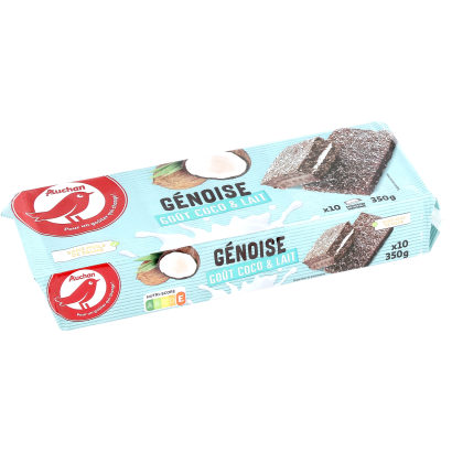 Auchan Kedvenc Kókuszos töltelékkel töltött piskótaszelet kakaós mázzal 350 g