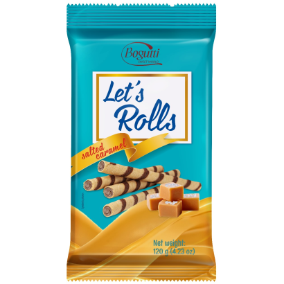 Bogutti Let's rolls sós karamell ízű krémmel töltött ostyarúd 120 g