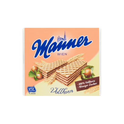 Manner mogyorókrémmel töltött teljes kiőrlésű lisztből készült ropogós ostyaszelet 75 g