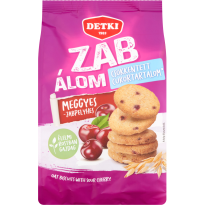 Detki  Zab Álom csökkentett cukortartalmú meggyes-zabpelyhes omlós keksz 150 g