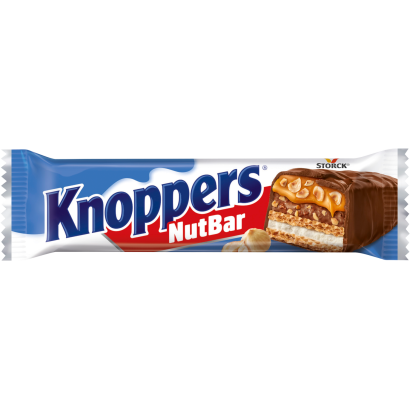 Knoppers NutBar tej- és nugátkrémmel, mogyoróval töltött és tejcsokoládéval bevont ostyaszelet 40 g