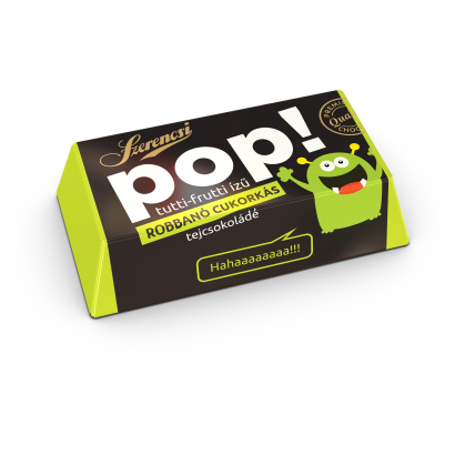Szerencsi Pop! tutti-frutti ízű krémmel töltött tejcsokoládé robbanócukorkával 22 g