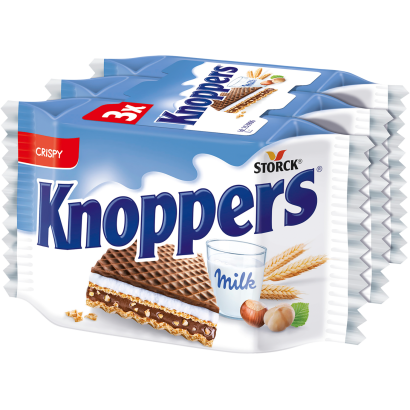 Knoppers töltött ostya kakaós tejbevonóval félig mártva 3 x 25 g