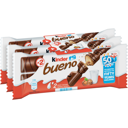 Kinder Bueno tejcsokoládéval bevont ostya tejes-mogyorós krémmel töltve 3 x 43 g