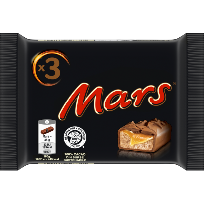 Mars karamellás földimogyorós krémes szelet tejcsokoládéba mártva 3 x 45 g (135 g)