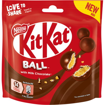 KitKat Ball ropogós búzapehelygolyók fehér krémmel és tejcsokoládéval bevonva 140 g
