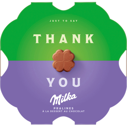 Milka Thank You alpesi tejcsokoládé praliné kakaós krémtöltelékkel 44 g