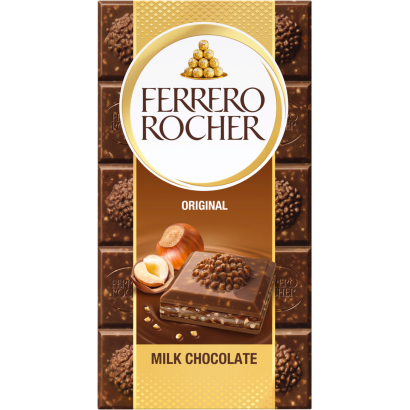 Ferrero Rocher Milk Prémium táblás tejcsokoládé mogyorós töltelékkel és mogyoródarabkákkal 90 g