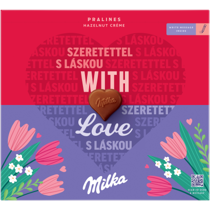 Milka alpesi tej felhasználásával készült tejcsokoládé praliné mogyorós krémtöltelékkel 110 g