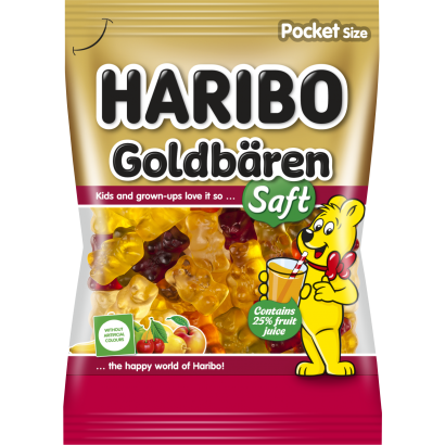 Haribo Goldbären Saft gyümölcsízű gumicukorka gyümölcslével 85 g
