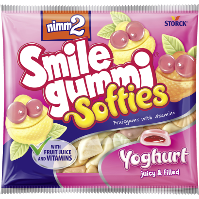 nimm2 Smilegummi puha vegyes gyümölcs ízű joghurtos töltött gumicukorka vitaminokkal 90 g