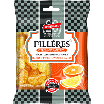 Filléres citrom-narancs ízű töltetlen keménycukorka 80 g