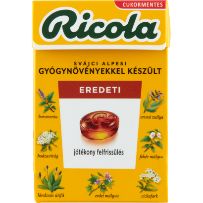 Ricola Eredeti cukormentes svájci gyógynövény cukorkák édesítőszerekkel 40 g