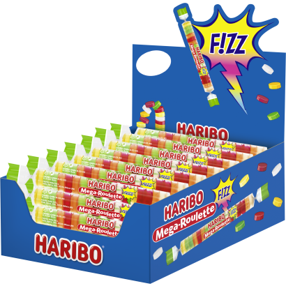 Haribo Mega-Roulette Fizz savanyú gyümölcsízű gumicukorka 45 g