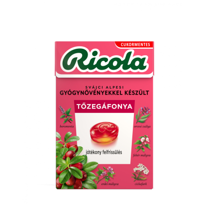 Ricola Tőzegáfonya cukormentes svájci gyógynövény cukorkák 40 g