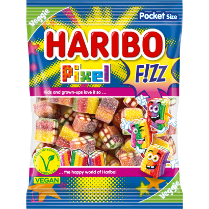 Haribo Pixel Fizz gyümölcsízű gumicukorka konfekt 80 g