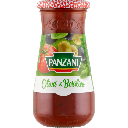 Panzani Olive & Basilico paradicsomszósz olajbogyóval és bazsalikommal, ízesítve 400 g