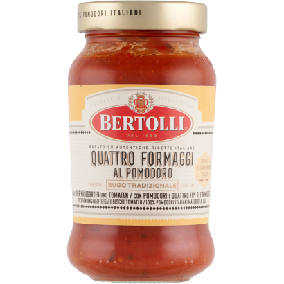 Bertolli tésztaszósz olívaolajjal, paradicsommal, többféle sajttal és juhsajttal 400 g
