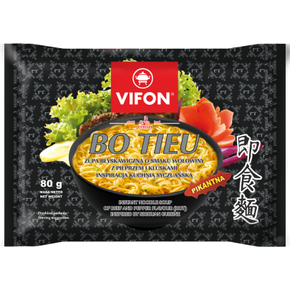 Vifon Bo Tieu csípős, borsos marhahús ízesítésű instant tésztás leves 80 g