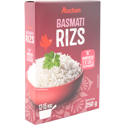 Auchan Kedvenc "A" minőségű Basmati rizs 2 x 125 g főzőtasakos