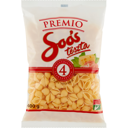 Soós Premio kagyló négytojásos száraztészta 400 g